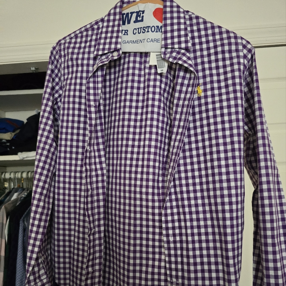Ralph Lauren Sport Gingham Plaid Purple button front shirt